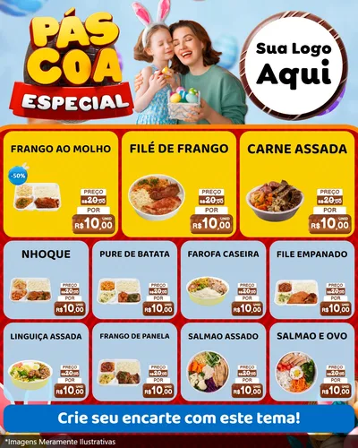 Modelo de Rede Social para Feed Instagram com o tema Páscoa Especial para Restaurante