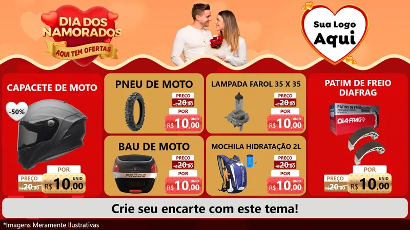 Modelo de TV para TV Horizontal com o tema Dia dos Namorados - Aqui Tem Ofertas para Moto peças
