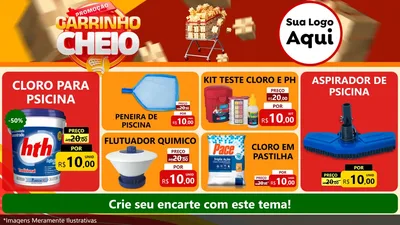 Modelo de TV para TV Horizontal com o tema Promoção carrinho cheio para Produtos para Piscina