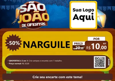 Modelo de Cartaz para Cartaz A4 Horizontal com o tema São João Ofertas Imbatíveis! - Junina para Tabacaria