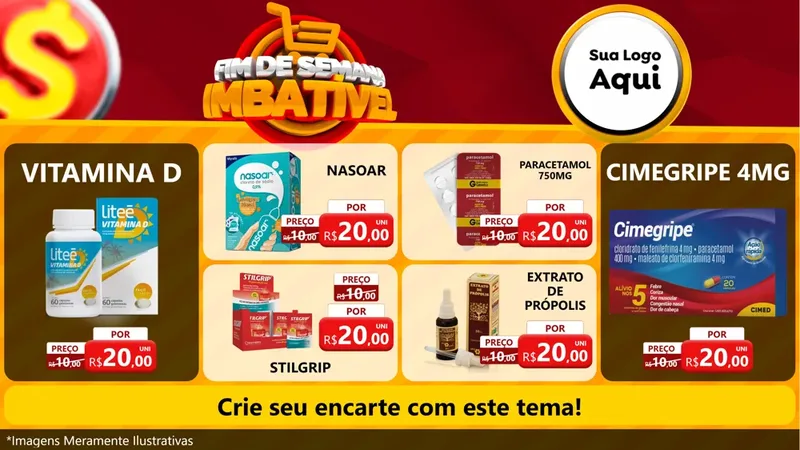 Modelo de TV para TV Horizontal com o tema Fim de Semana Imbatível para Farmácia