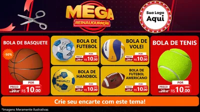 Modelo de TV para TV Horizontal com o tema Mega Reinauguração para Artigos Esportivos