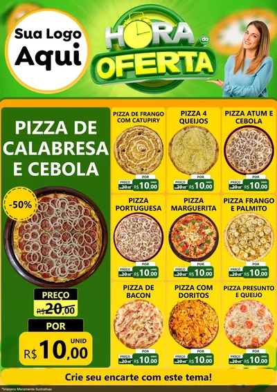 Modelo de Encarte para Encarte A4 Vertical com o tema Hora da Oferta para Pizzaria