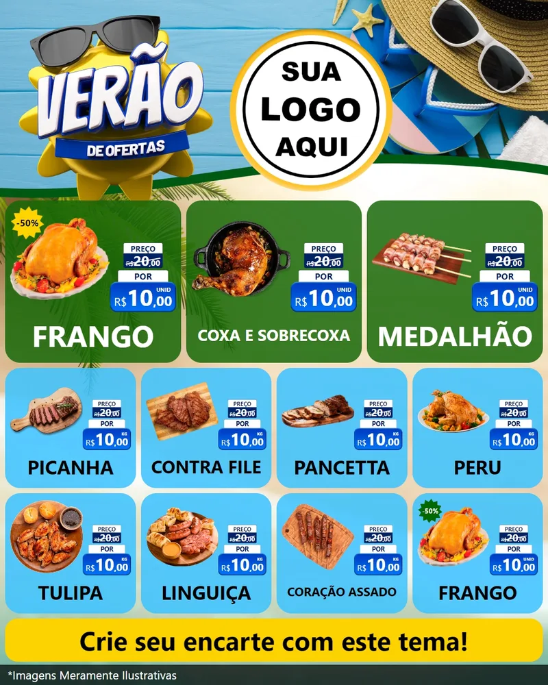 Modelo de Rede Social para Feed Instagram com o tema Verão de Ofertas para Assados