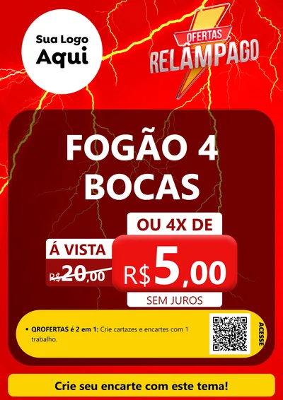 Modelo de Cartaz para Cartaz A4 Vertical com o tema Ofertas Relâmpago para Móveis e Eletro