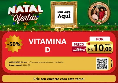 Modelo de Cartaz para Cartaz A4 Horizontal com o tema Natal de Ofertas para Farmácia
