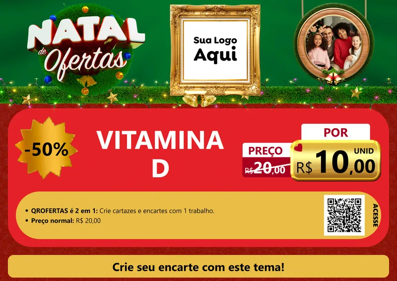 Modelo de Cartaz para Cartaz A4 Horizontal com o tema Natal de Ofertas para Farmácia