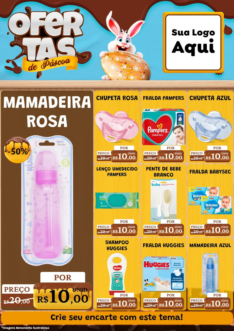Modelo de Encarte para Encarte A4 Vertical com o tema Ofertas de Páscoa para Bebês