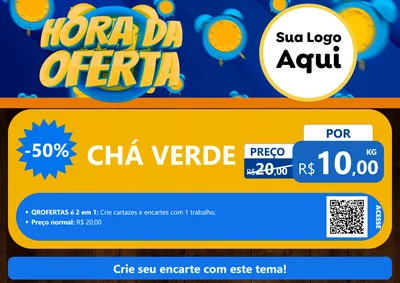 Modelo de Cartaz para Cartaz A4 Horizontal com o tema Hora da Oferta para Produtos Naturais