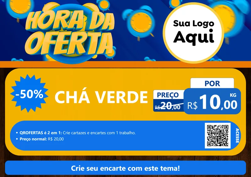 Modelo de Cartaz para Cartaz A4 Horizontal com o tema Hora da Oferta para Produtos Naturais
