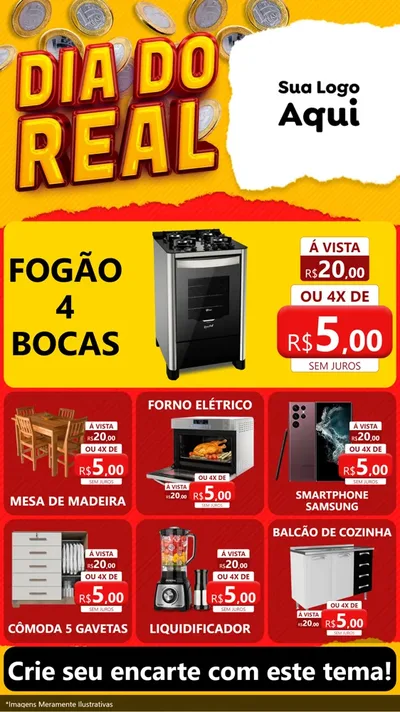 Modelo de Rede Social para Stories com o tema Dia Do Real para Móveis e Eletro