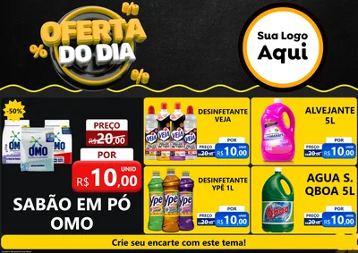 Modelo de Encarte para Encarte A4 Horizontal com o tema Oferta Do Dia para Produtos de Limpeza