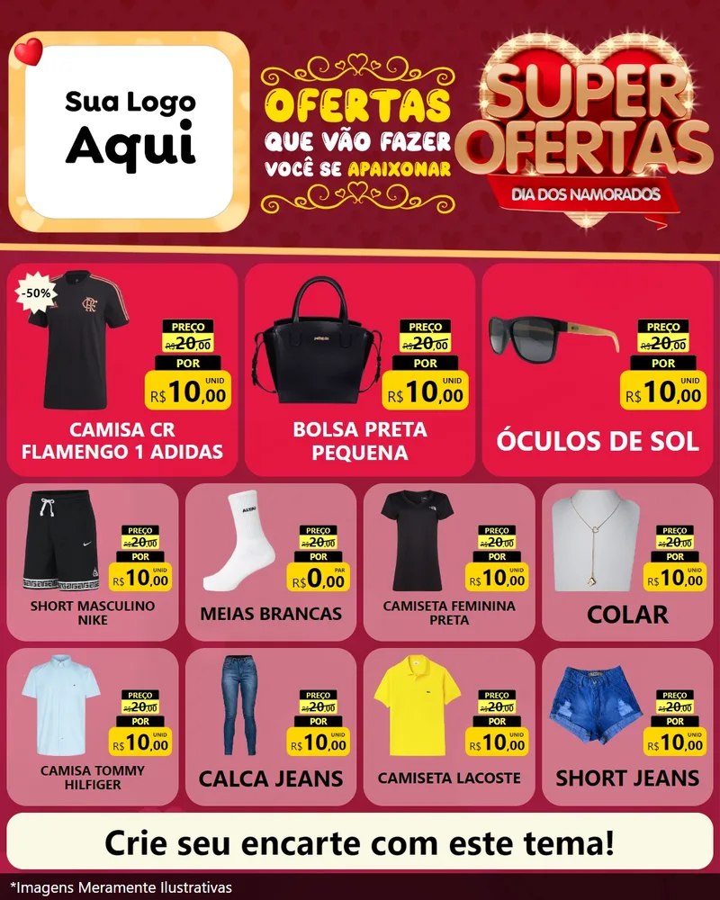 Modelo de Rede Social para Feed Instagram com o tema Dia dos Namorados para Roupas e acessórios