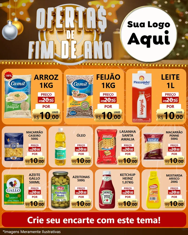 Modelo de Rede Social para Feed Instagram com o tema Ofertas de Fim de Ano para Supermercado