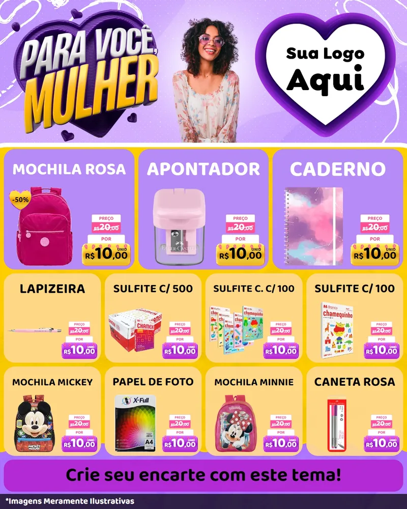 Modelo de Rede Social para Feed Instagram com o tema Para Você, Mulher para Papelaria