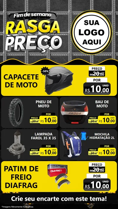 Modelo de TV para TV Vertical com o tema Fim de Semana Rasga Preço para Moto peças