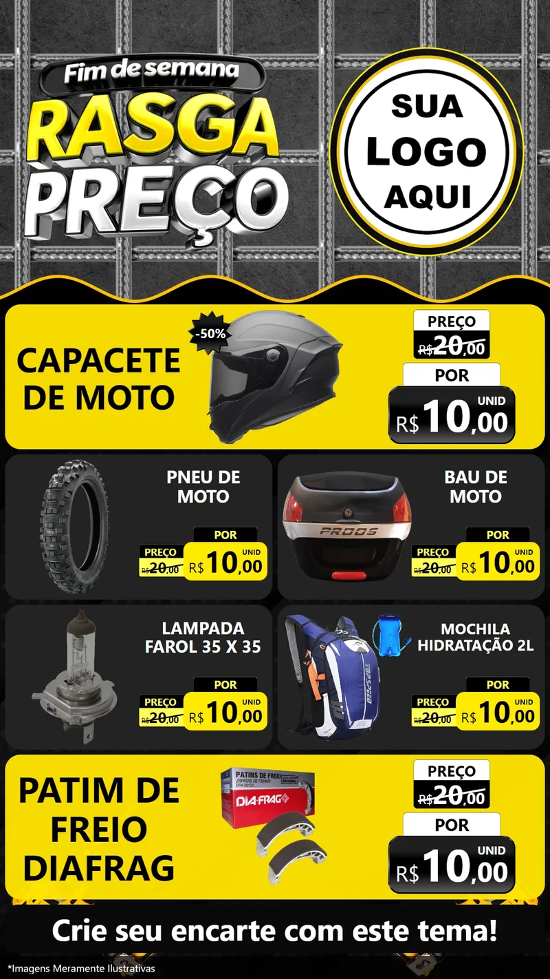 Modelo de TV para TV Vertical com o tema Fim de Semana Rasga Preço para Moto peças