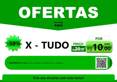 Modelo de Cartaz para Cartaz A4 Horizontal com o tema Ofertas Verde Cartaz para Hamburgueria