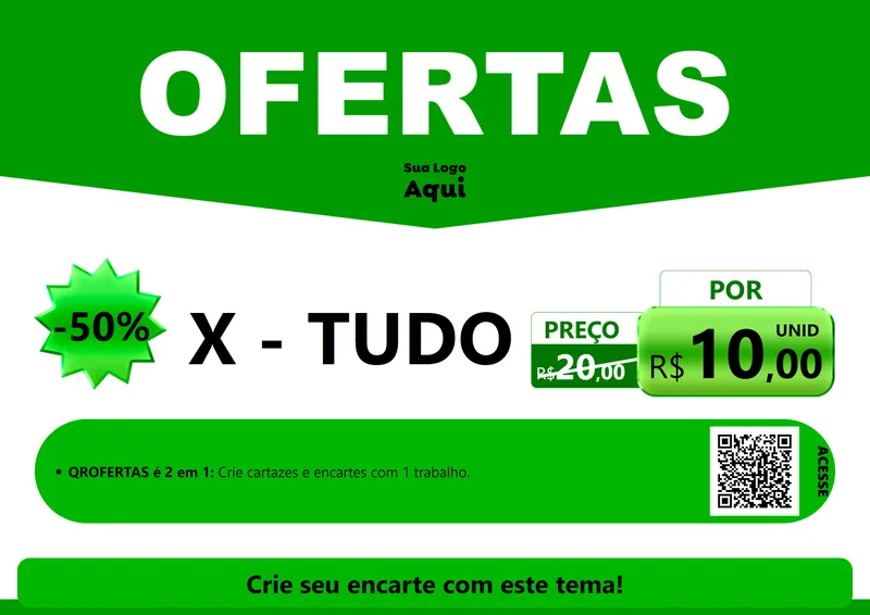 Modelo de Cartaz para Cartaz A4 Horizontal com o tema Ofertas Verde Cartaz para Hamburgueria