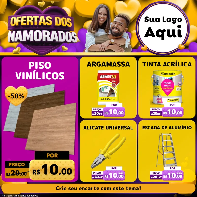 Modelo de Rede Social para Feed Facebook com o tema Oferta Dos Namorados para Material para Construção