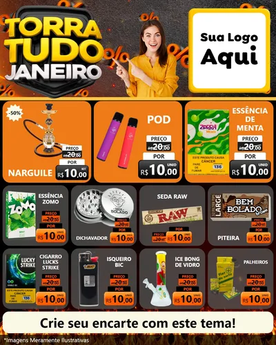 Modelo de Rede Social para Feed Instagram com o tema Torra Tudo Janeiro para Tabacaria