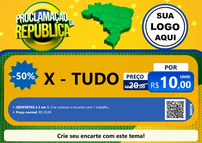 Modelo de Cartaz para Cartaz A4 Horizontal com o tema Proclamação da República para Hamburgueria
