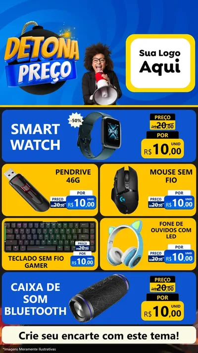 Modelo de TV para TV Vertical com o tema Detona Preços para Informática