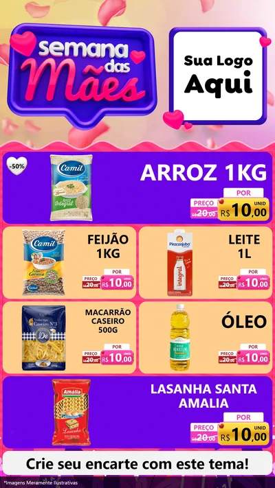 Modelo de TV para TV Vertical com o tema Semana das Mães para Supermercado