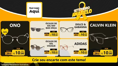 Modelo de TV para TV Horizontal com o tema Setembro Amarelo para Óticas