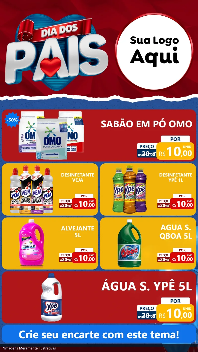 Modelo de TV para TV Vertical com o tema Dia dos Pais para Produtos de Limpeza