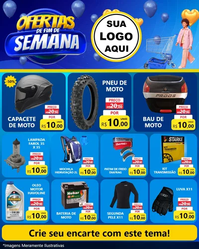 Modelo de Rede Social para Feed Instagram com o tema Ofertas de Fim de Semana para Moto peças