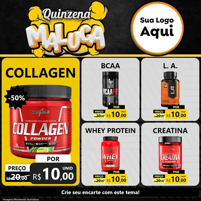 Modelo de Rede Social para Feed Facebook com o tema Quinzena Maluca para Suplementos alimentares