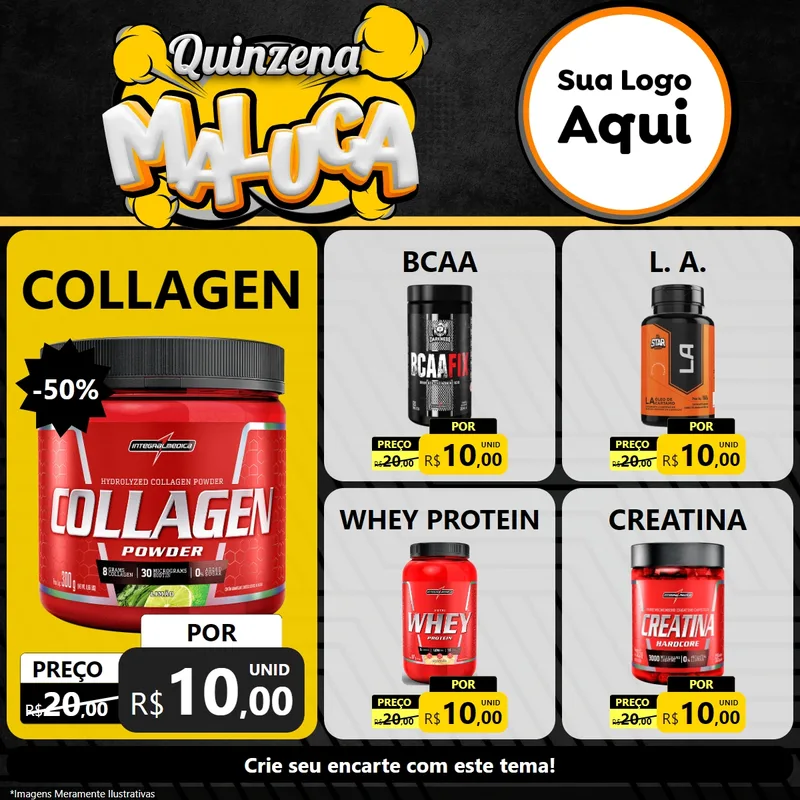 Modelo de Rede Social para Feed Facebook com o tema Quinzena Maluca para Suplementos alimentares