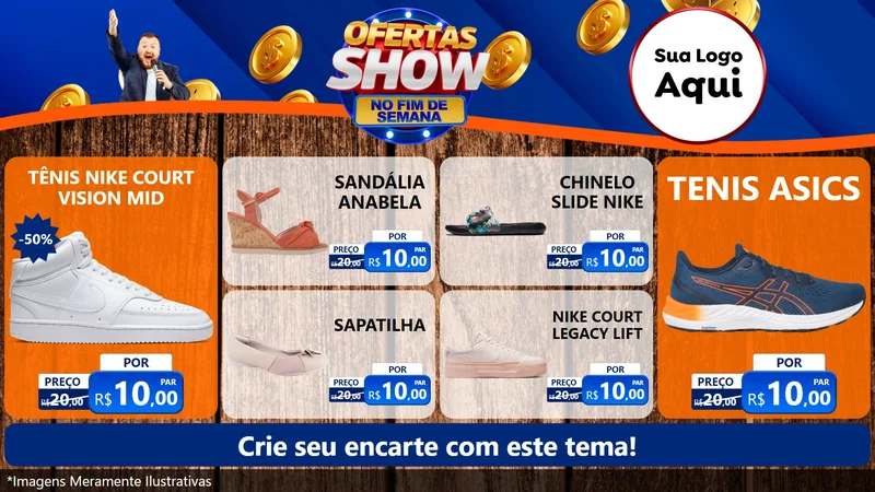 Modelo de TV para TV Horizontal com o tema Ofertas Show No Fim De Semana para Calçados