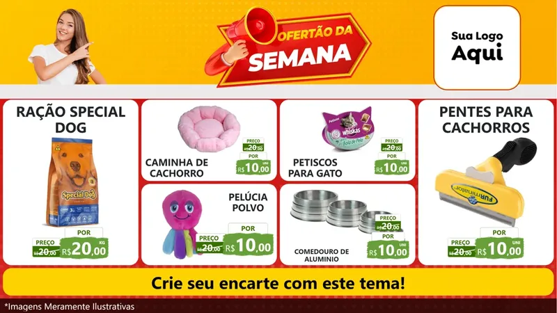 Modelo de TV para TV Horizontal com o tema Ofertão da Semana para Pet Shop