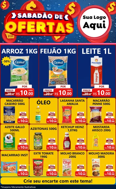 Modelo de Encarte para Encarte Grande com o tema Sabadão de Ofertas para Supermercado