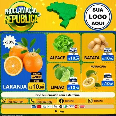 Modelo de Rede Social para Feed Facebook com o tema Proclamação da República para Hortifrúti