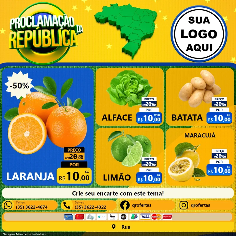 Modelo de Rede Social para Feed Facebook com o tema Proclamação da República para Hortifrúti
