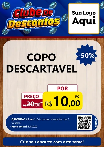 Modelo de Cartaz para Cartaz A4 Vertical com o tema Clube de Descontos para Embalagens