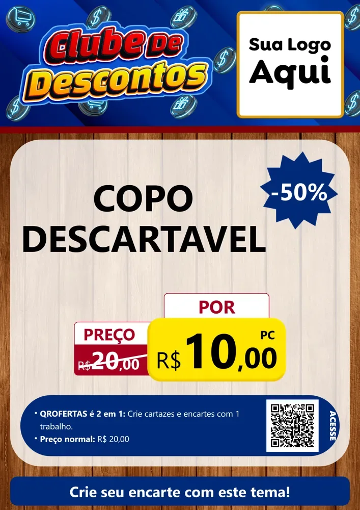 Modelo de Cartaz para Cartaz A4 Vertical com o tema Clube de Descontos para Embalagens