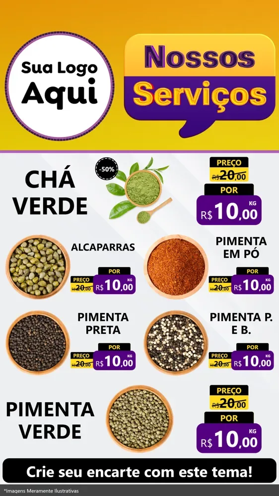 Modelo de TV para TV Vertical com o tema Nossos Serviços para Produtos Naturais