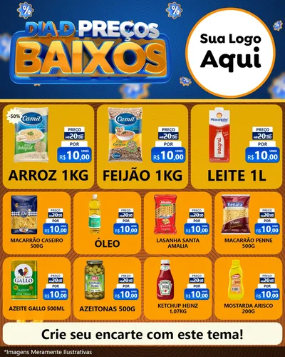 Modelo de Rede Social para Feed Instagram com o tema Dia D Preço Baixo para Supermercado