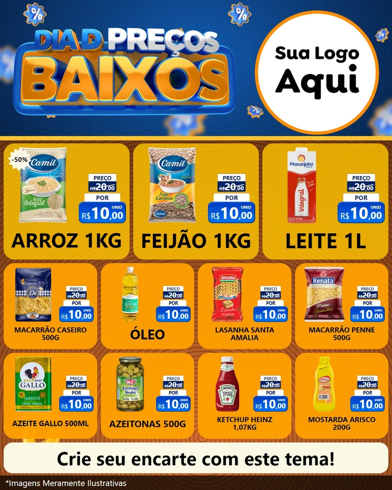 Modelo de Rede Social para Feed Instagram com o tema Dia D Preço Baixo para Supermercado