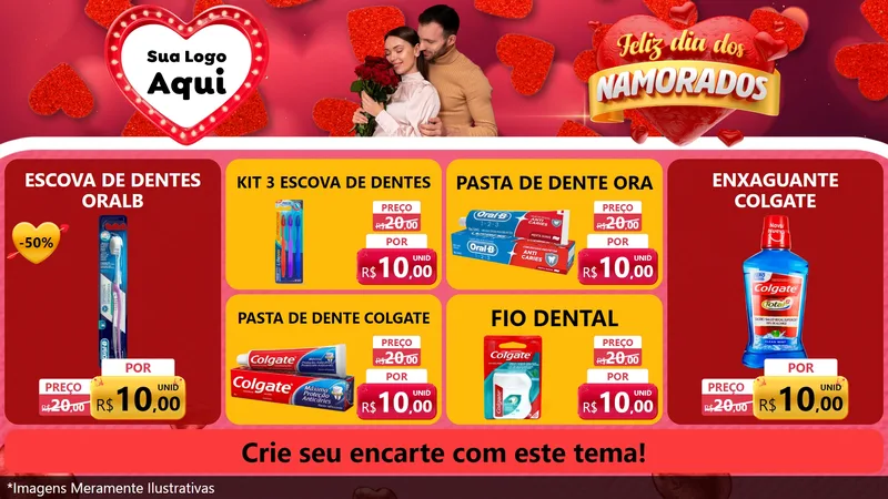 Modelo de TV para TV Horizontal com o tema Feliz Dia Dos Namorados para Higiene Pessoal