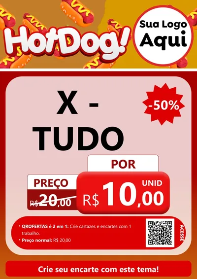 Modelo de Cartaz para Cartaz A4 Vertical com o tema Hot Dog para Hamburgueria