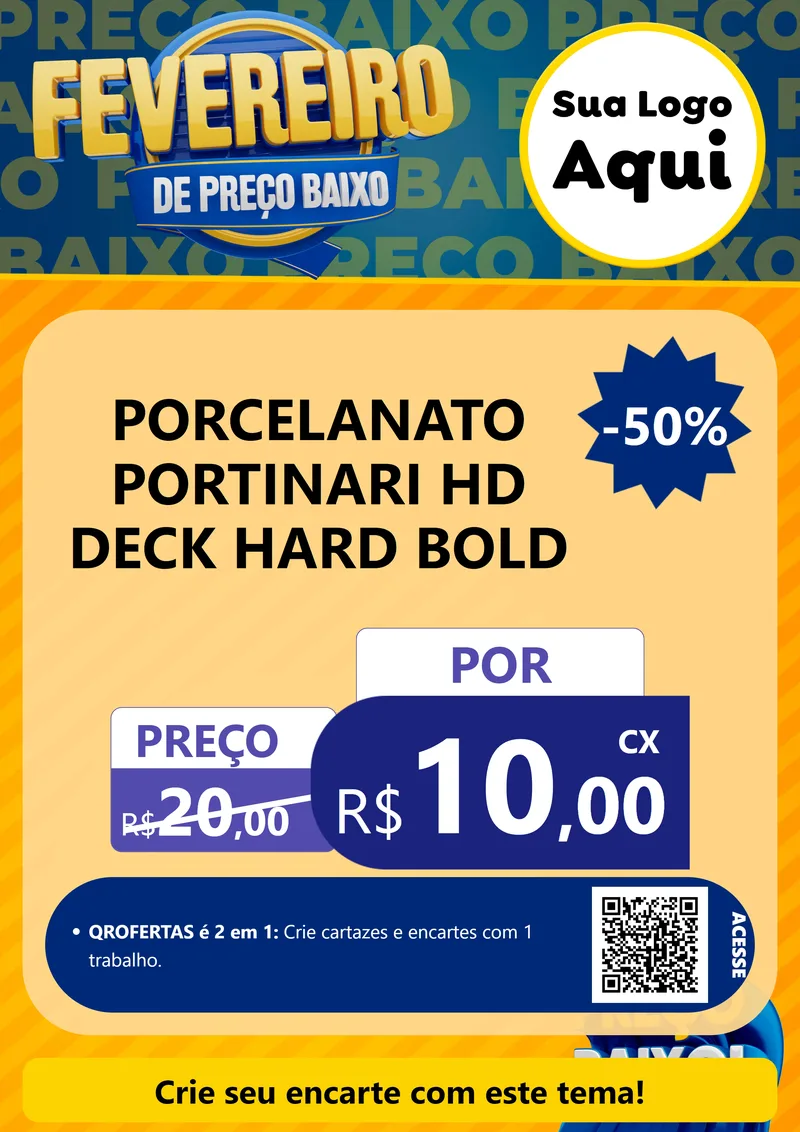 Modelo de Cartaz para Cartaz A4 Vertical com o tema Fevereiro de Preço Baixo para Pisos e revestimentos