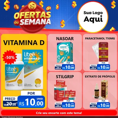Modelo de Rede Social para Feed Facebook com o tema Ofertas Da Semana para Farmácia