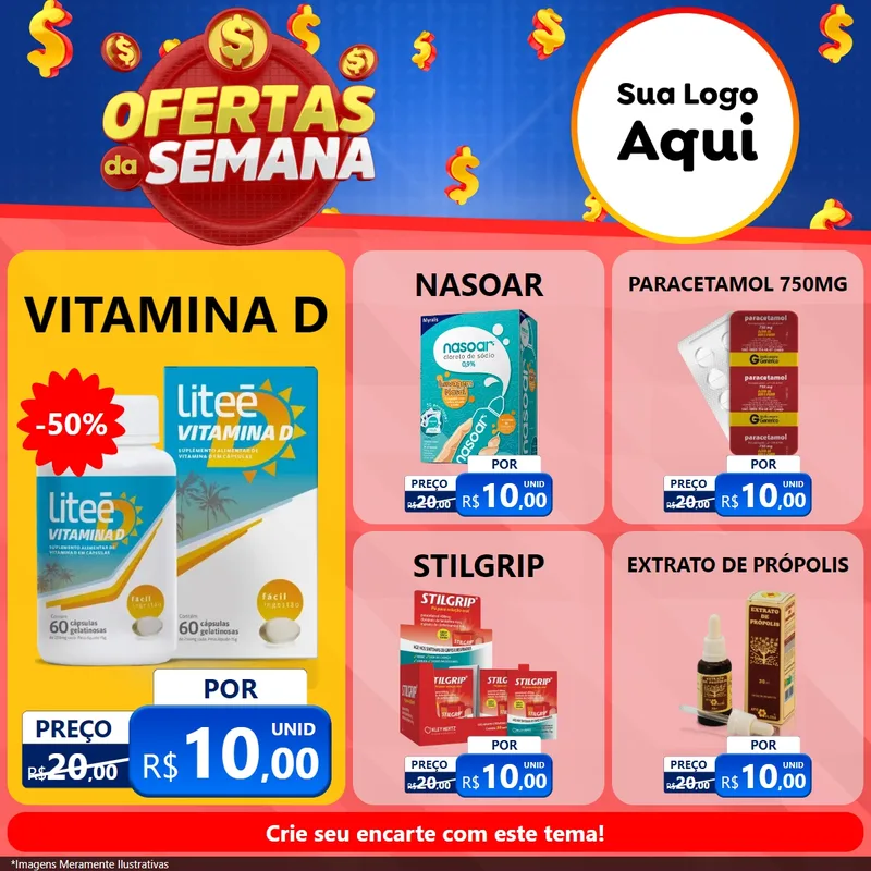 Modelo de Rede Social para Feed Facebook com o tema Ofertas Da Semana para Farmácia