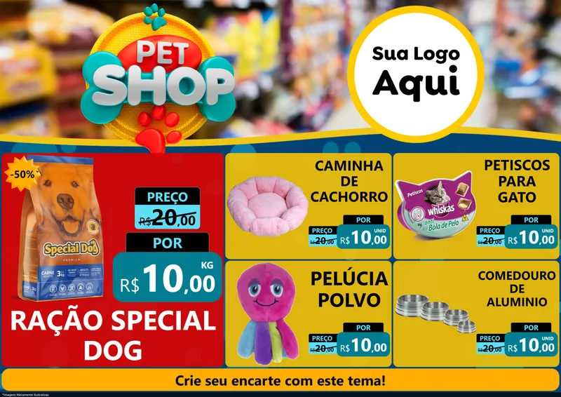 Modelo de Encarte para Encarte A4 Horizontal com o tema Pet Shop para Pet Shop