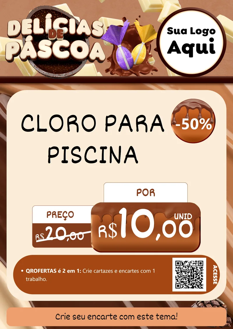 Modelo de Cartaz para Cartaz A4 Vertical com o tema Delícias de Páscoa para Produtos para Piscina